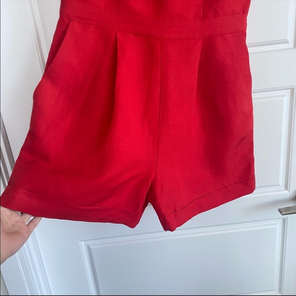 RED LINEN ROMPER - Picture 5 of 16